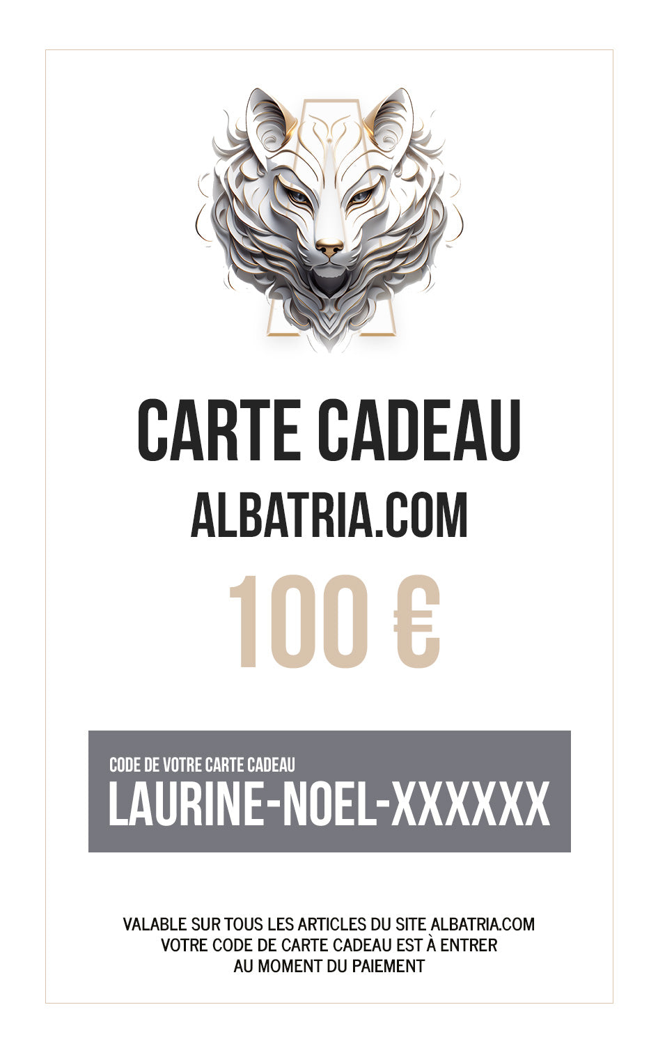 Carte cadeau personnalisée