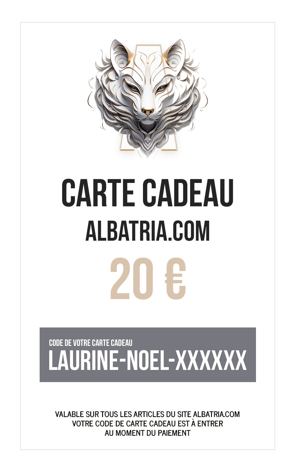 Carte cadeau personnalisée