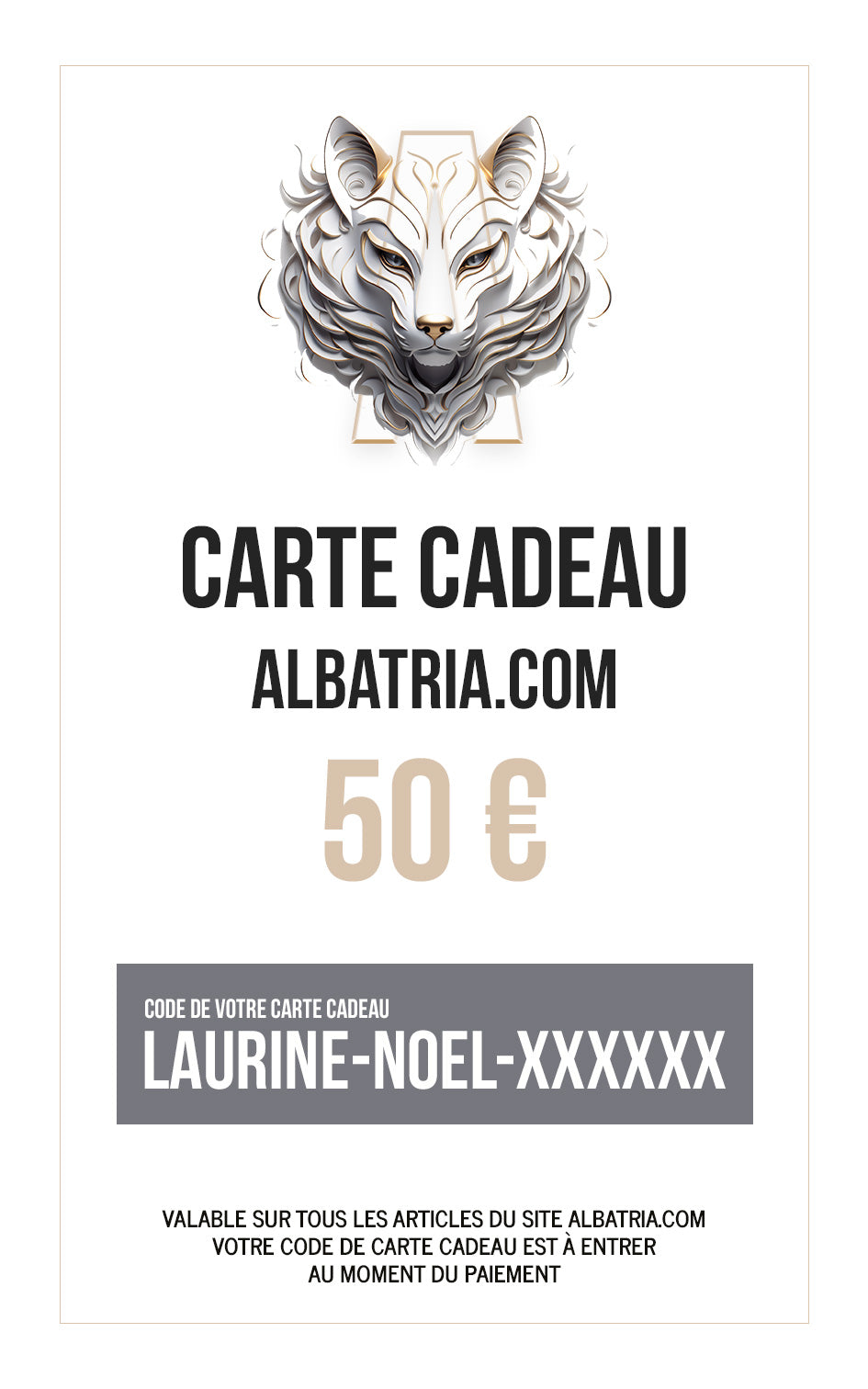 Carte cadeau personnalisée