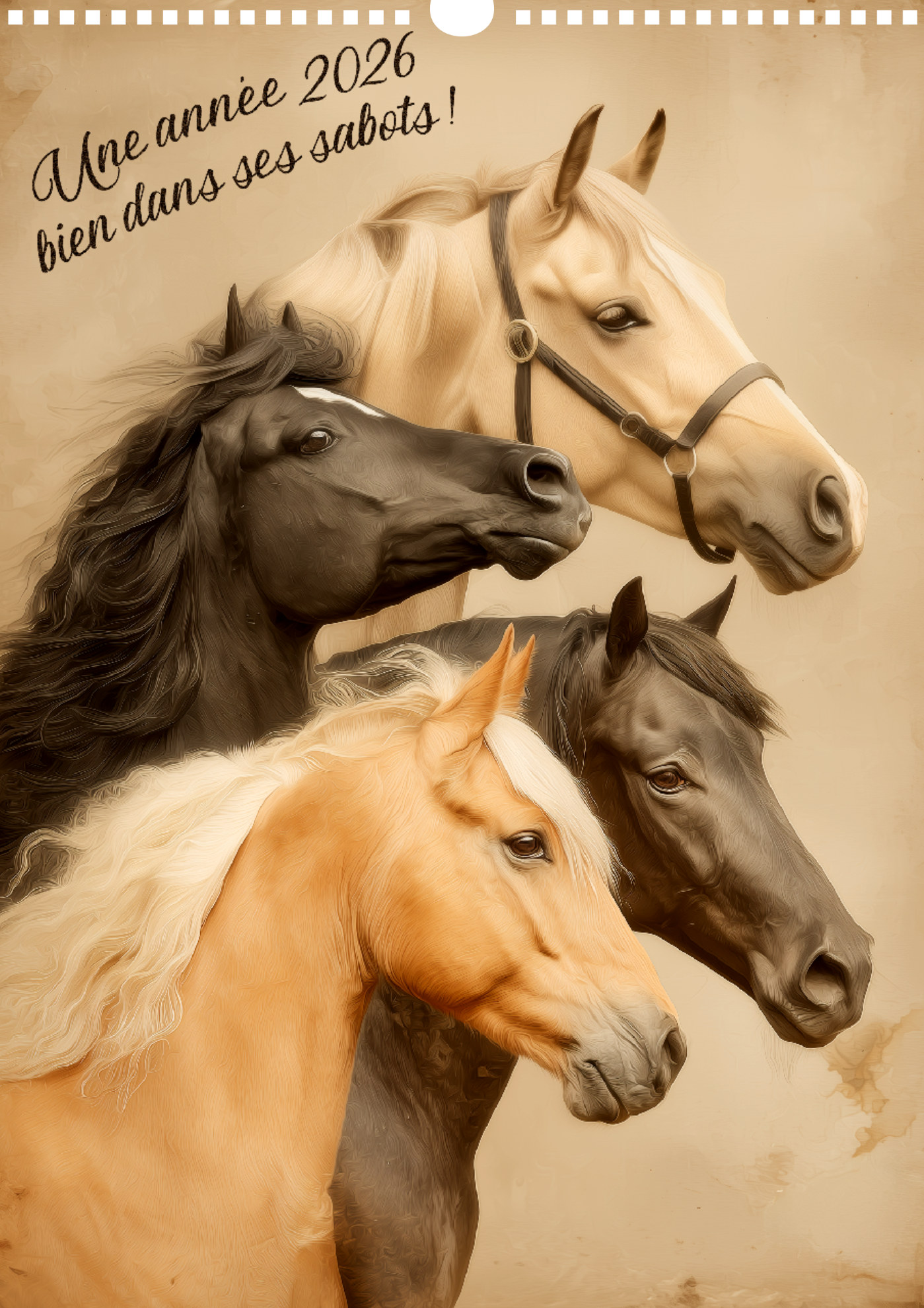 Calendrier mural chevaux 2026 : "Bien dans ses sabots"
