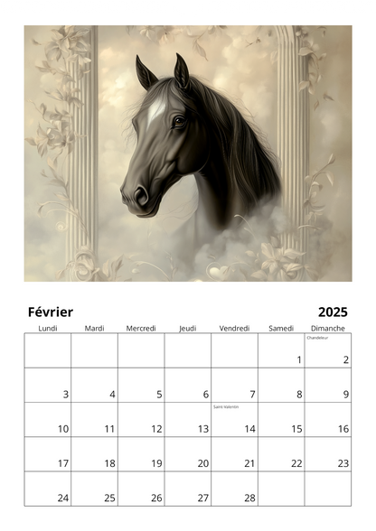 Calendrier mural 2025 - Chevaux & Art nouveau