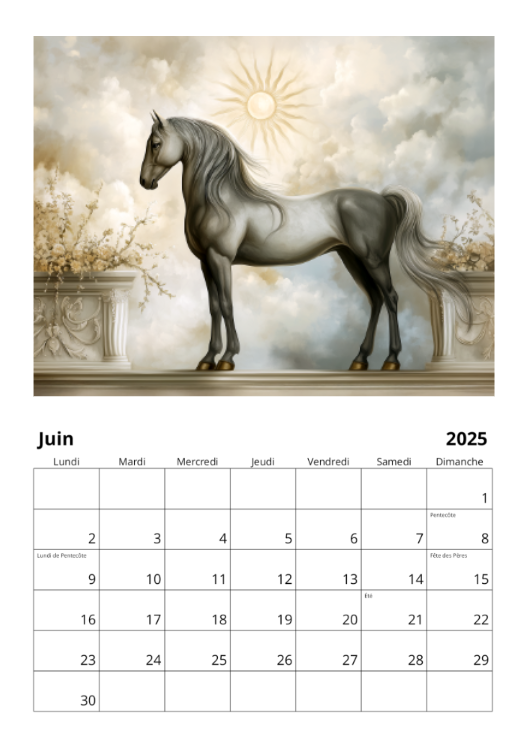 Calendrier mural 2025 - Chevaux & Art nouveau