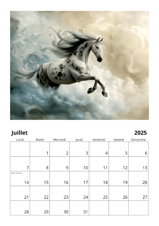 Calendrier mural 2025 - Chevaux & Art nouveau