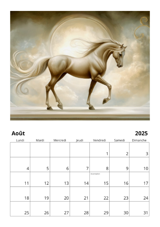 Calendrier mural 2025 - Chevaux & Art nouveau