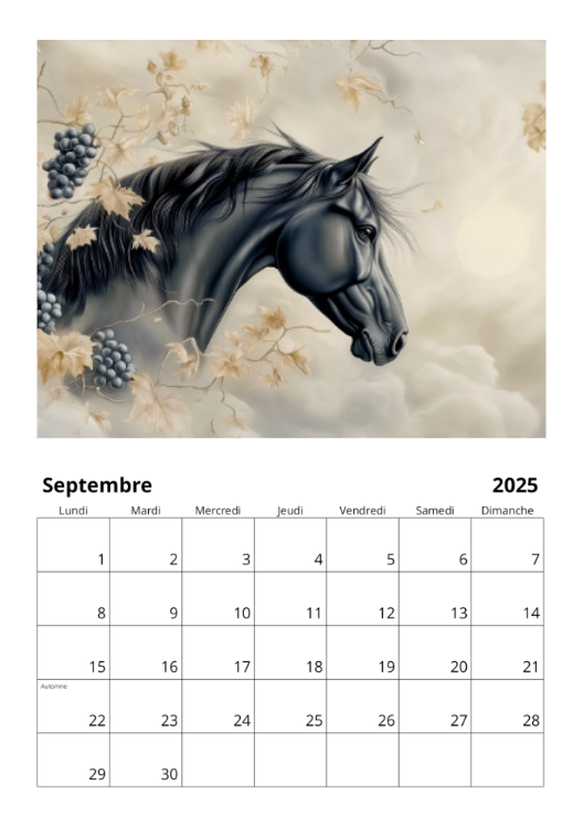 Calendrier mural 2025 - Chevaux & Art nouveau