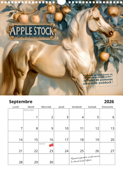 Calendrier mural chevaux 2026 : "Bien dans ses sabots"
