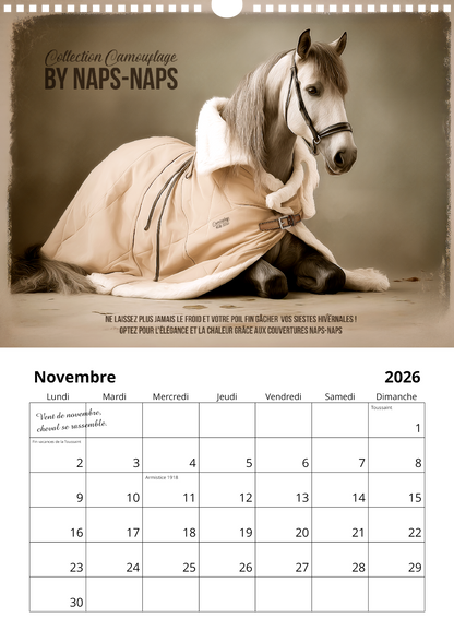 Calendrier mural chevaux 2026 : "Bien dans ses sabots"