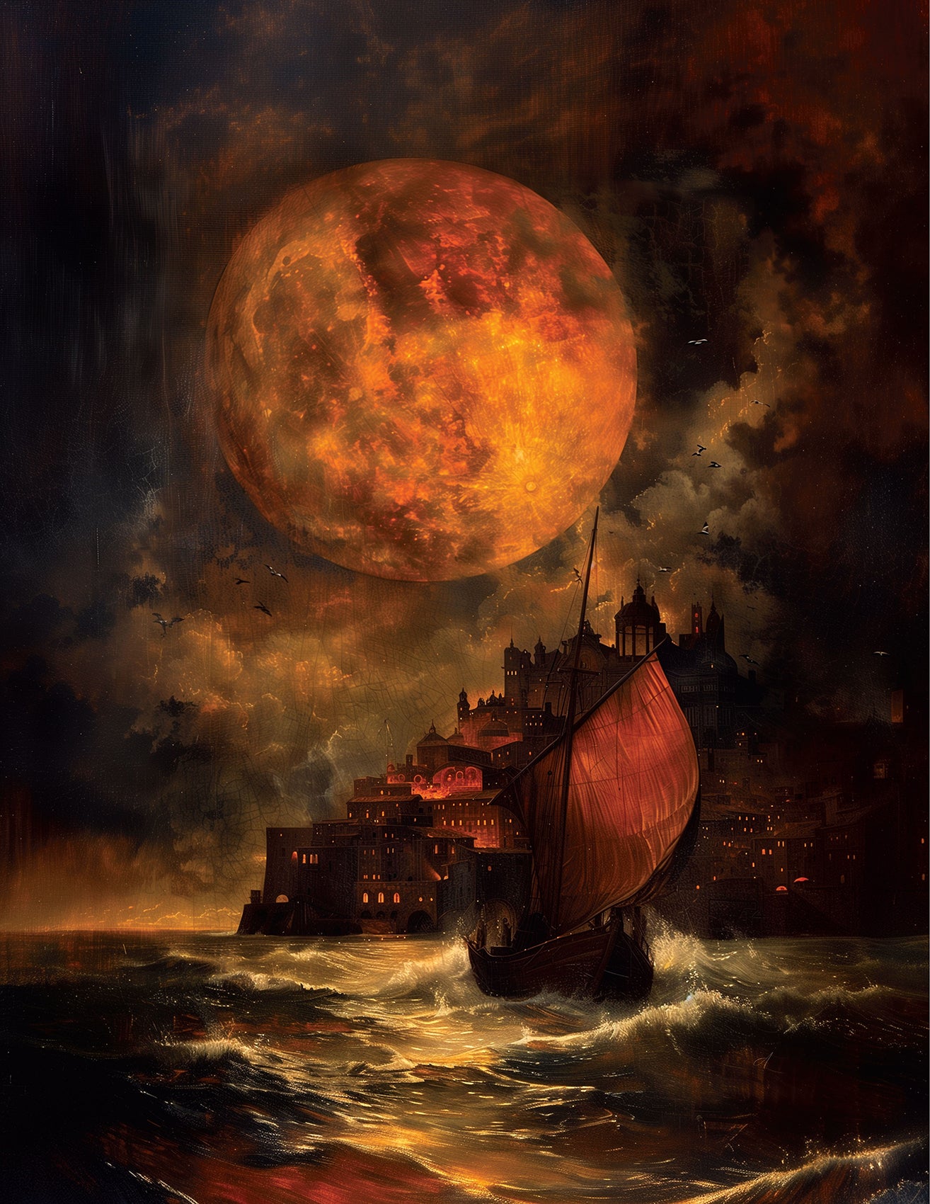 Toile - La lune rousse